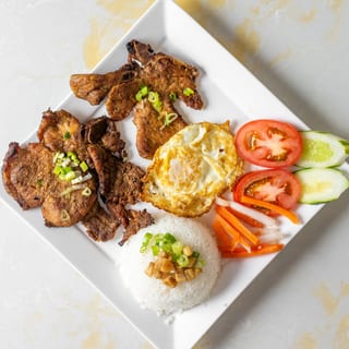 M1. Broken Rice Plate With Chargrilled Pork Chops / Cơm Tấm Sườn Nướng